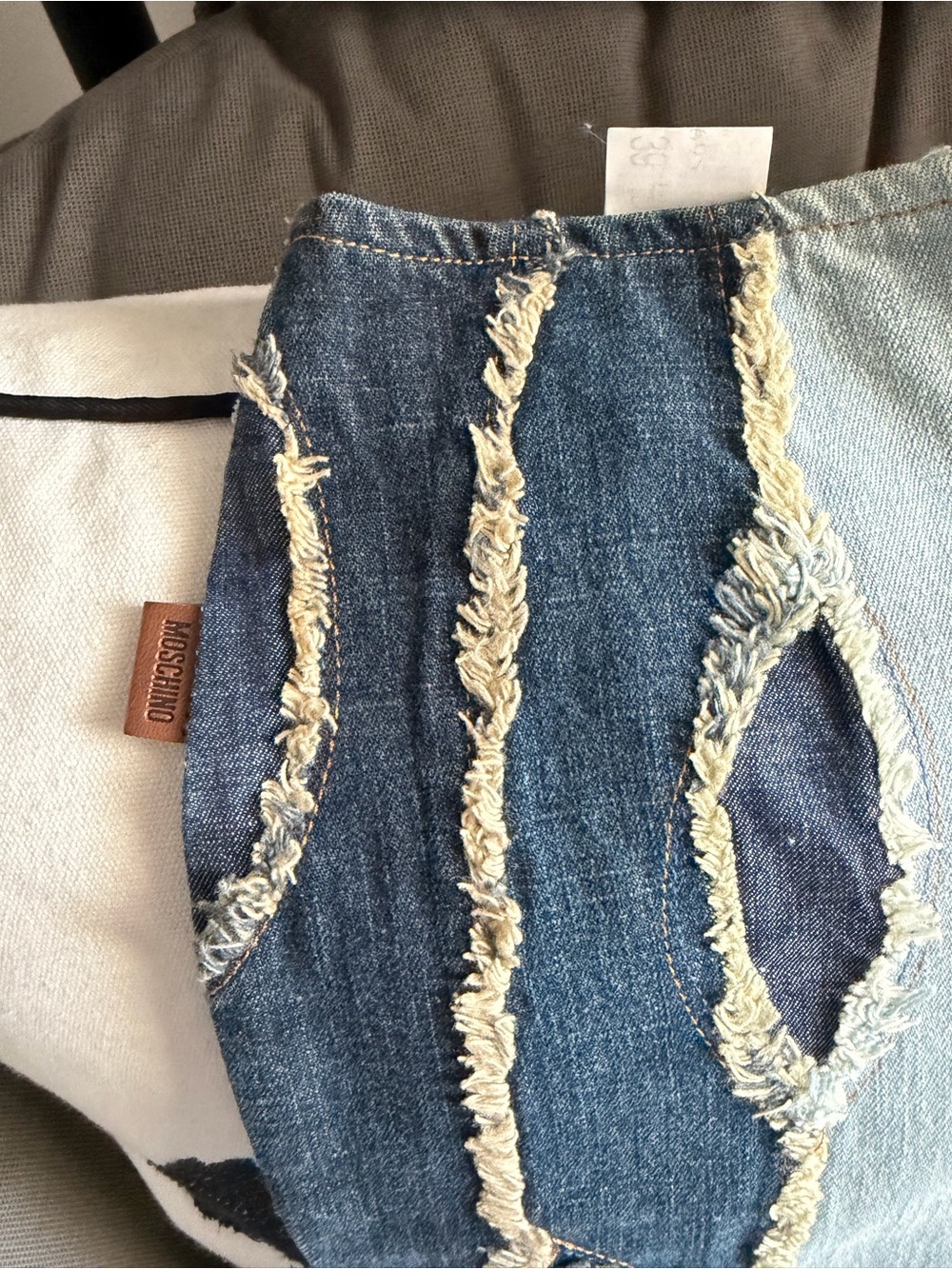 Moschino Distressed Two-Tone Stripe Men’s Jeans - Light & Dark Blue - Picture 3 of 7